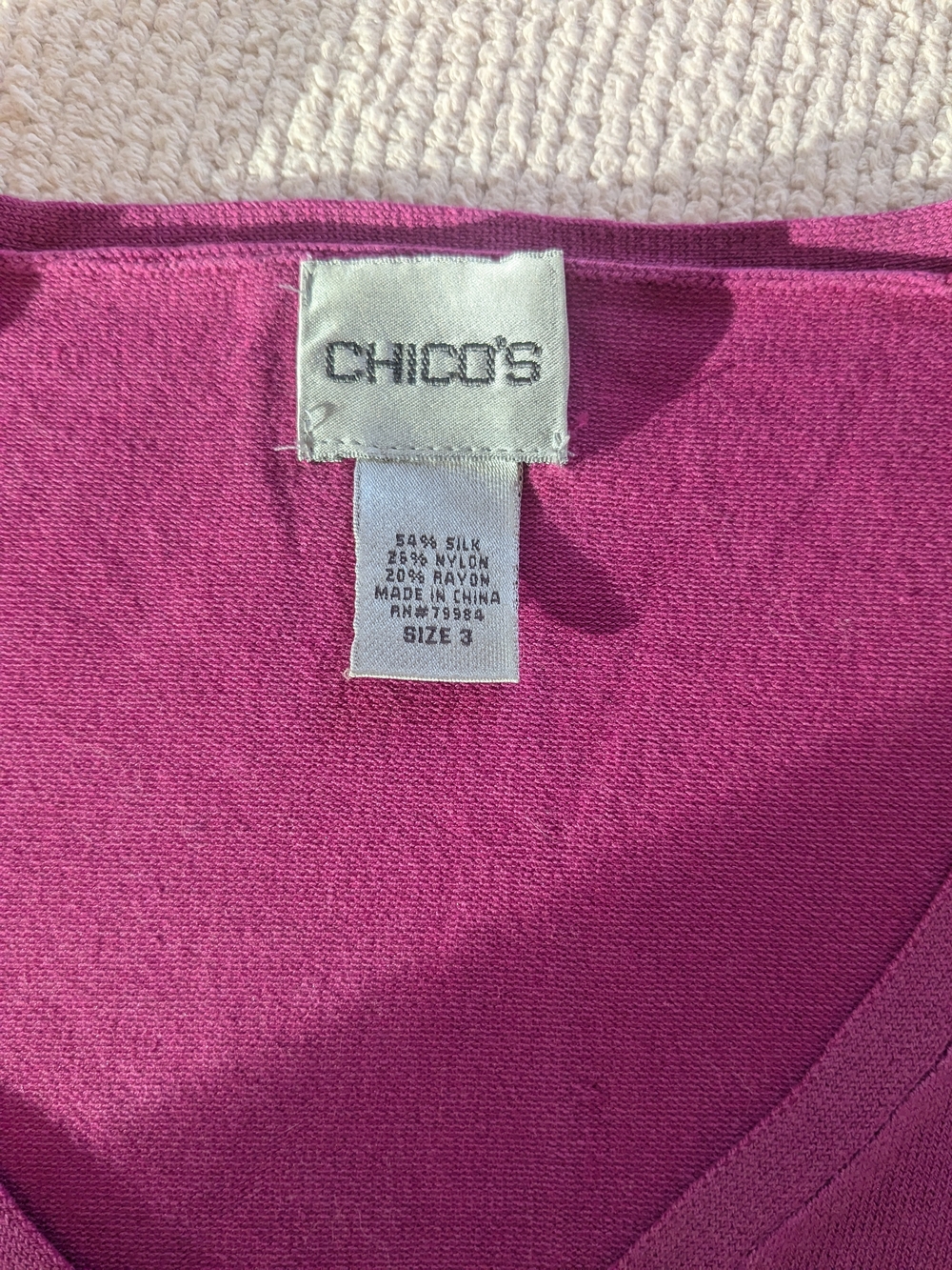 Chico's V-Neck Sweater in Raspberry - Picture 3 of 3